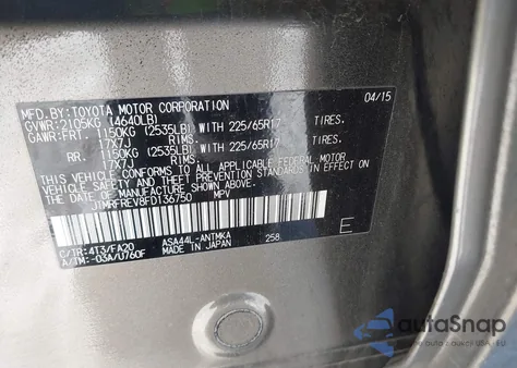 2015 Toyota Rav4 Xle z USA, uszkodzony, nr VIN JTMRFREV8FD136750